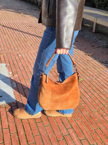 Hakiki Süet Deri Kadın Omuz/Çapraz Çantası YC012090HSD