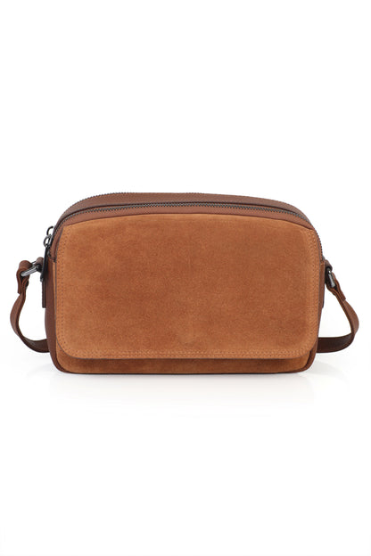 Hakiki Süet Deri Kadın Çapraz Omuz Çantası YC012078HSD