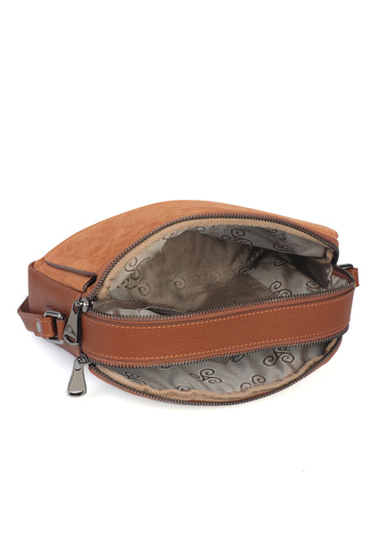 Hakiki Süet Deri Kadın Çapraz Omuz Çantası YC012078HSD