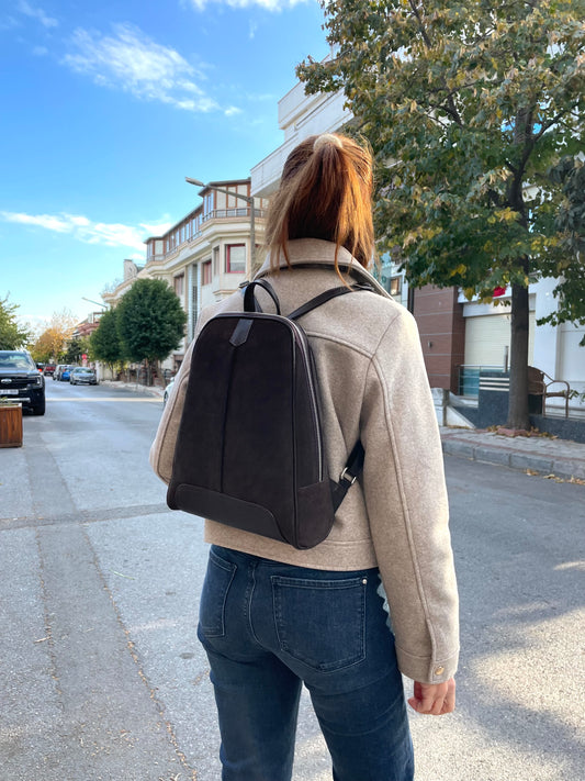Hakiki Süet Deri Kadın Sırt Çantası YC040737HSD
