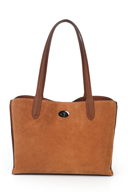 Hakiki Süet Deri Kadın Omuz Çantası YC012074HSD