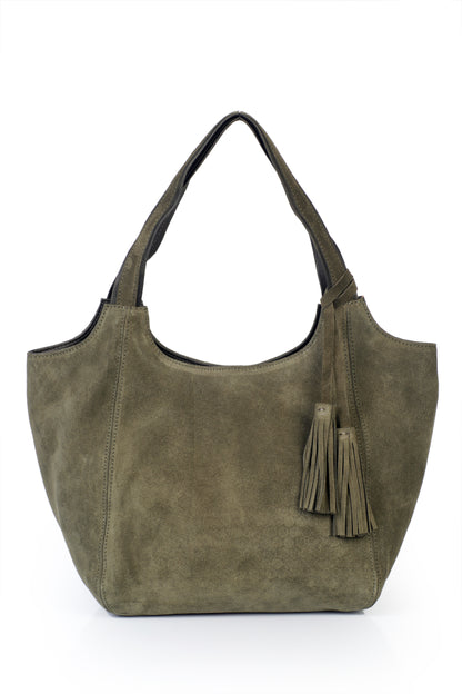 Hakiki Süet Deri Kadın Omuz Çantası YC012079HSD