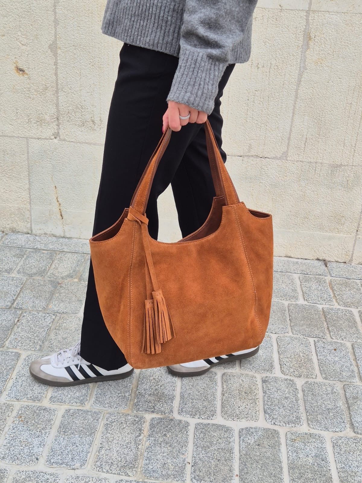 Hakiki Süet Deri Kadın Omuz Çantası YC012079HSD