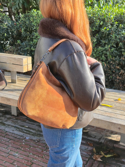 Hakiki Süet Deri Kadın Omuz/Çapraz Çantası YC012090HSD