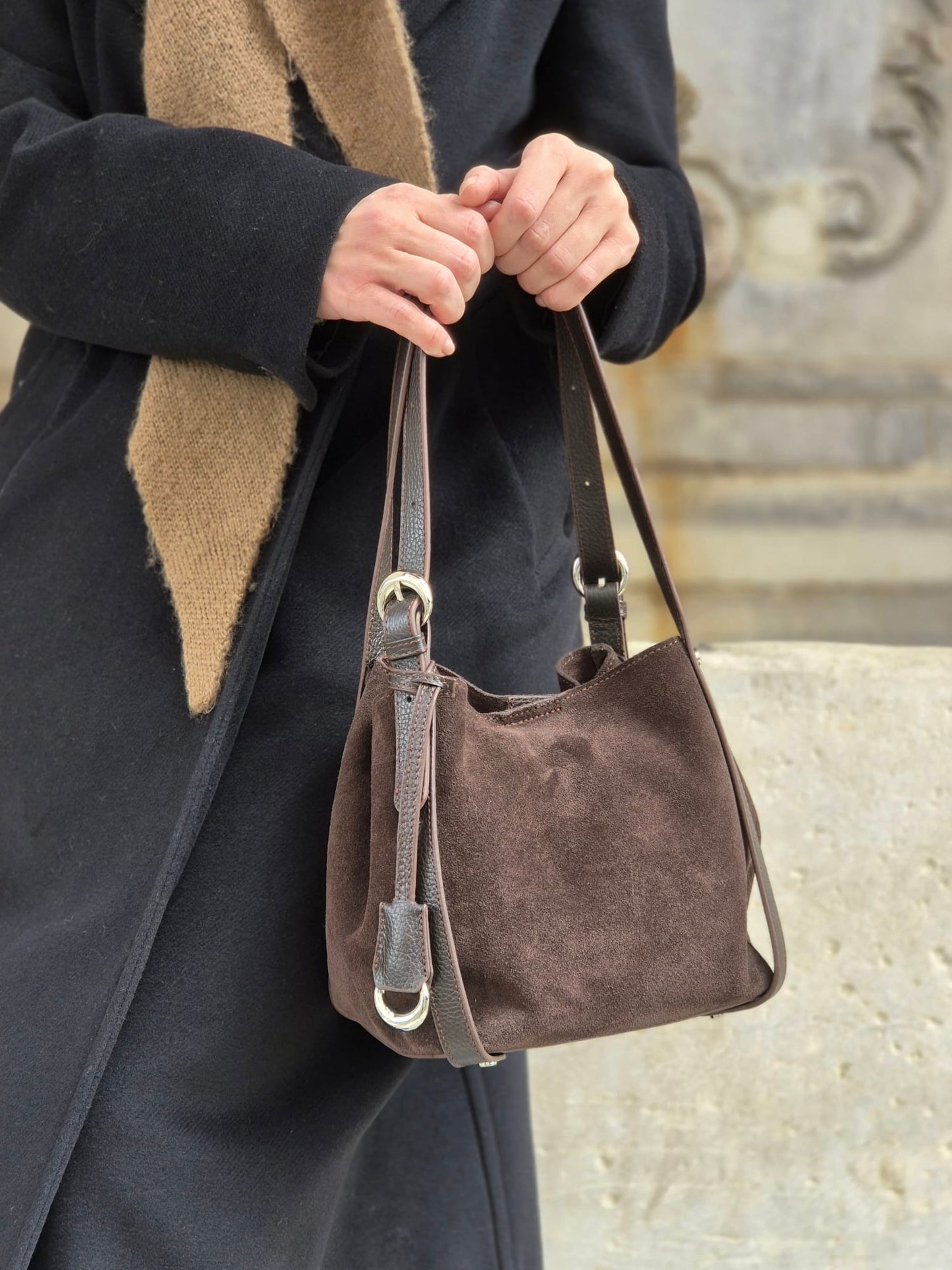 Hakiki Süet Deri Kadın Kol Çantası YC012092HSD