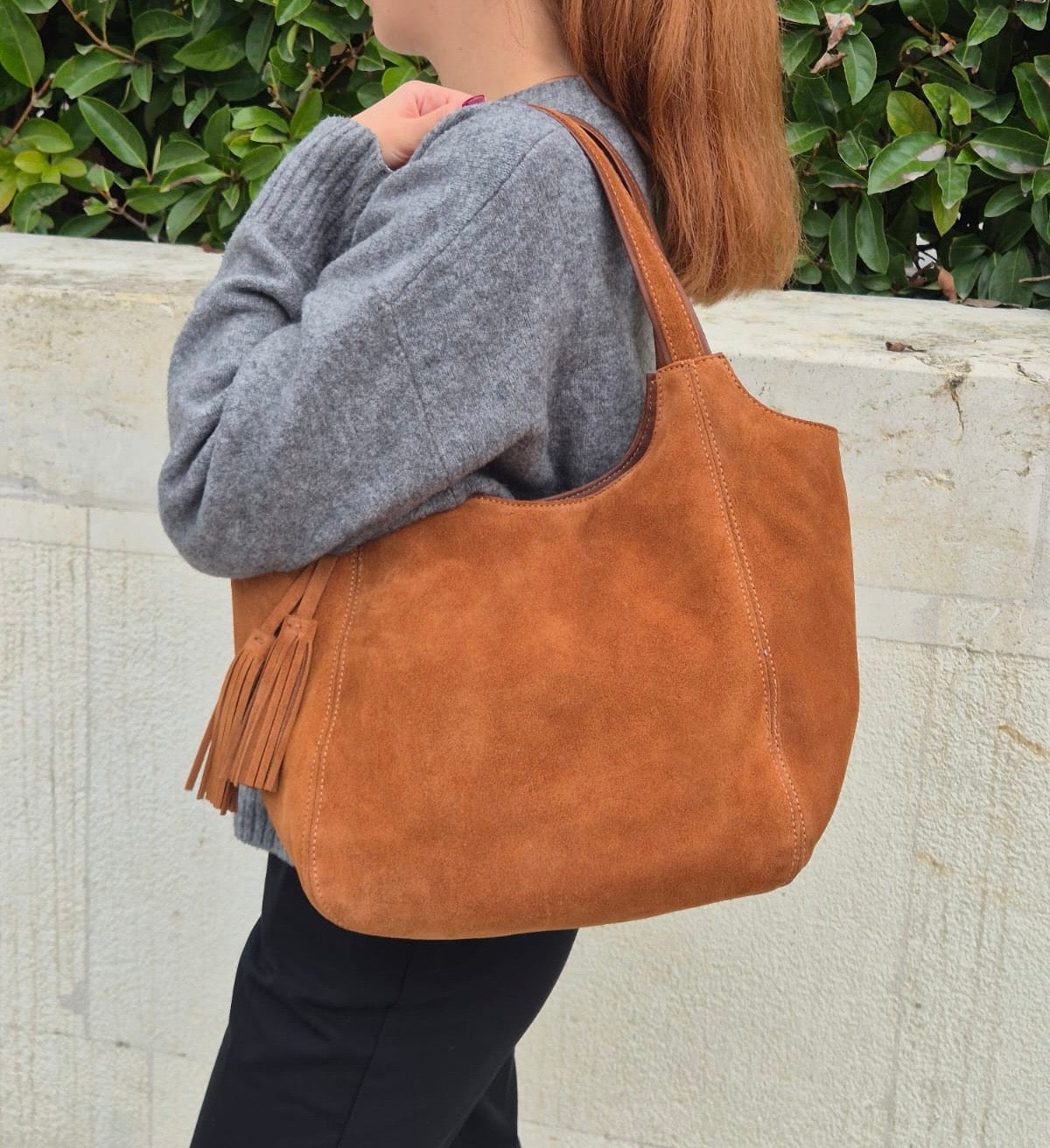 Hakiki Süet Deri Kadın Omuz Çantası YC012079HSD